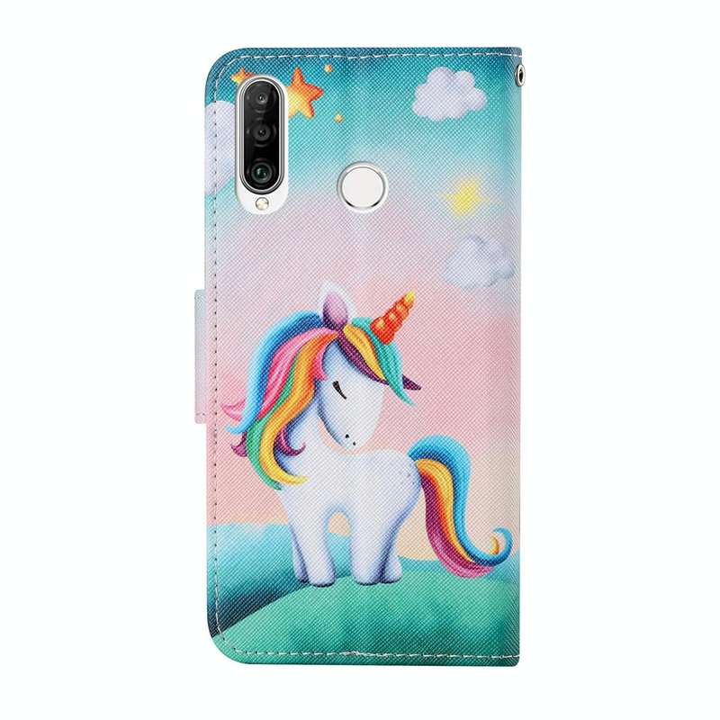 For Huawei P30 lite Colored Drawing Pattern Horizontal Flip Leather Case with Holder & Card Slots...