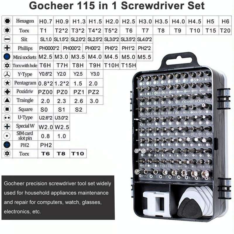 115 in 1 Precision Screw Driver Mobile Phone Computer Disassembly Maintenance Tool Set(Black)