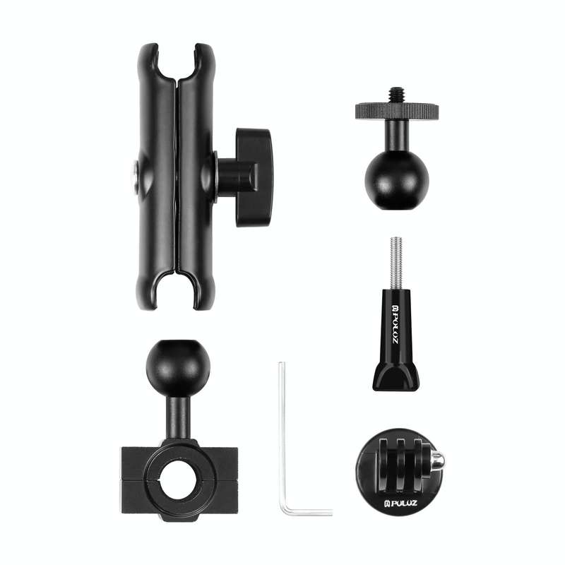 PULUZ Motorcycle Holder Rearview Mirror Fixed Mount for GoPro and Other Action Cameras (Black)