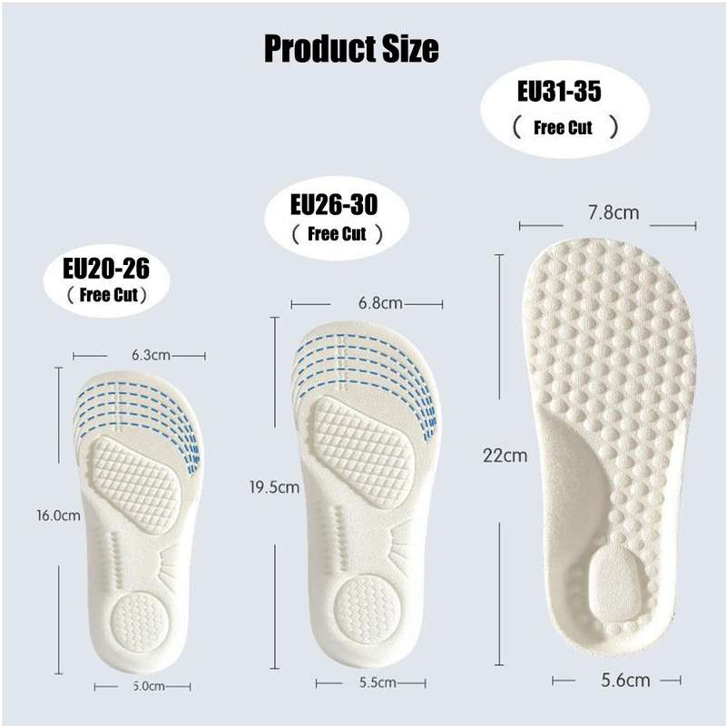 6pairs Children Foam Insoles Soft Breathable Cuttable Sports Insoles Basic Model(30-31)