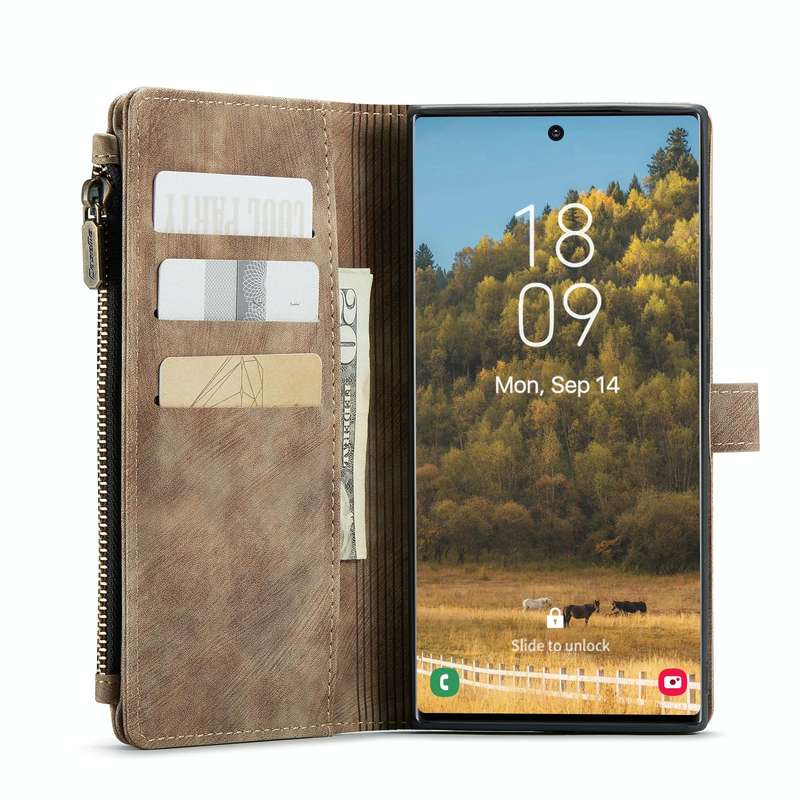 For Samsung Galaxy S22 Ultra 5G CaseMe C30 Multifunctional Phone Leather Case with Holder & Card ...