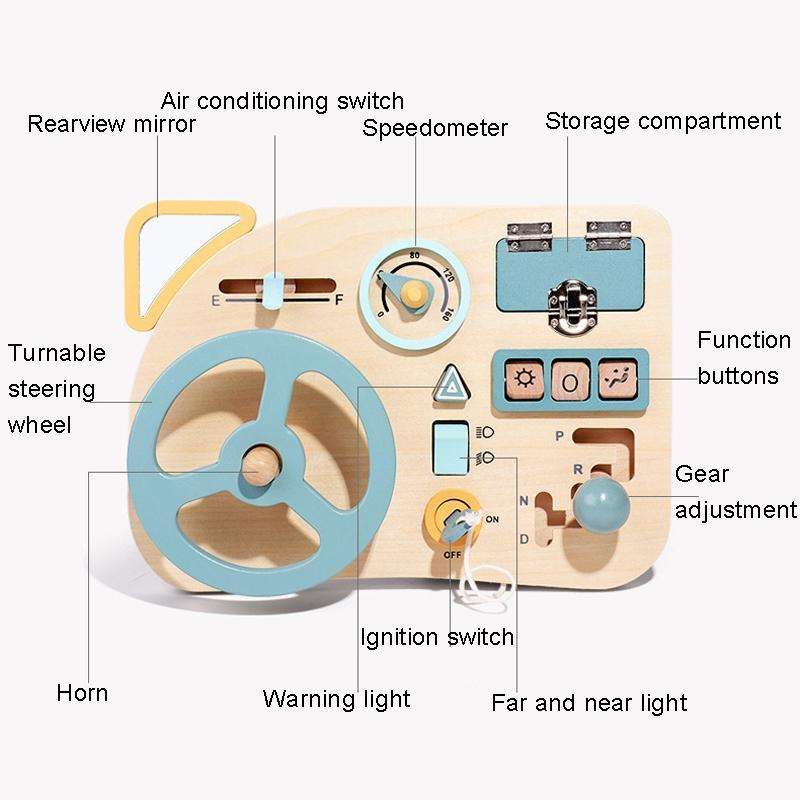 Montessori Education Steering Wheel Simulation Busy Board Children Puzzle Toys