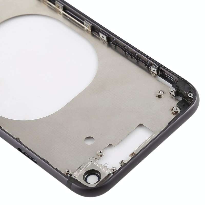 Transparent Back Cover with Camera Lens & SIM Card Tray & Side Keys for iPhone 8 (Black)