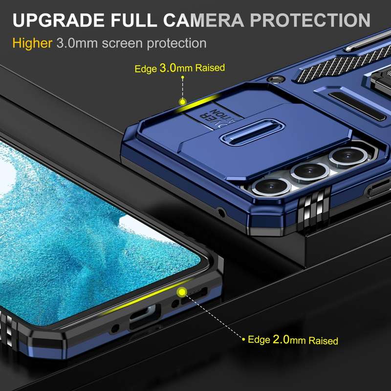 For Samsung Galaxy S23 FE 5G Armor PC + TPU Camera Shield Phone Case(Navy Blue)
