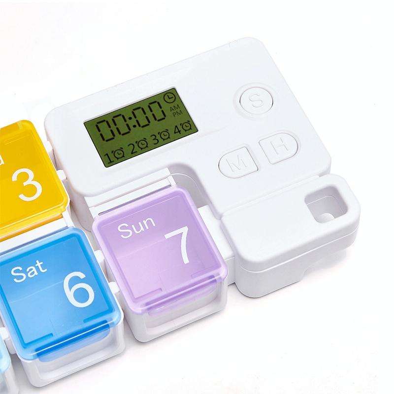 TF-248 7-Cell Smart Timing Reminder Plastic Pill Box Pill Storage Box(Colorful)