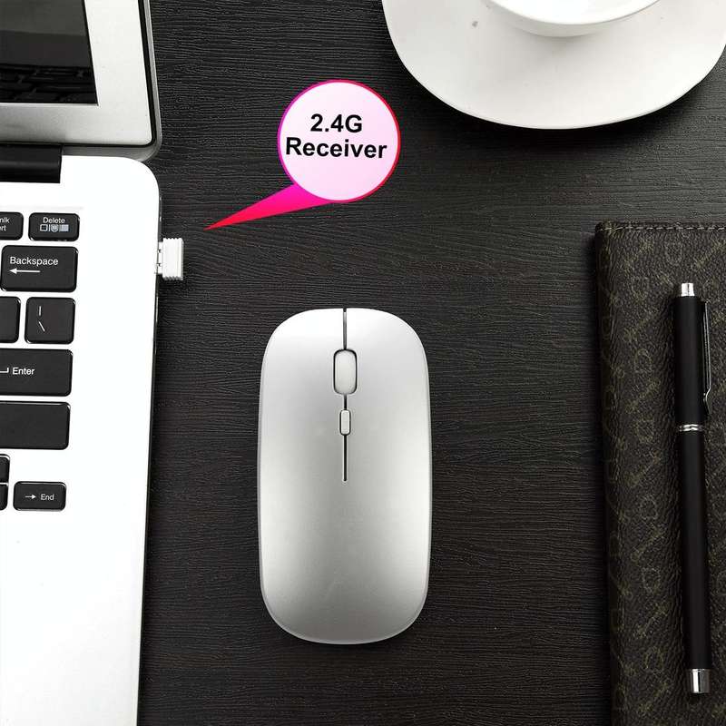 HXSJ M90 2.4GHz Ultrathin Mute Rechargeable Dual Mode Wireless Bluetooth Notebook PC Mouse(Grey)