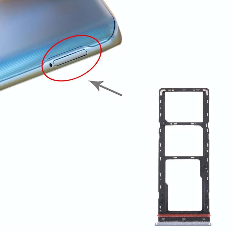 For Tecno Camon 16 CE7 CE7J CE9H SIM Card Tray + SIM Card Tray + Micro SD Card Tray (Silver)