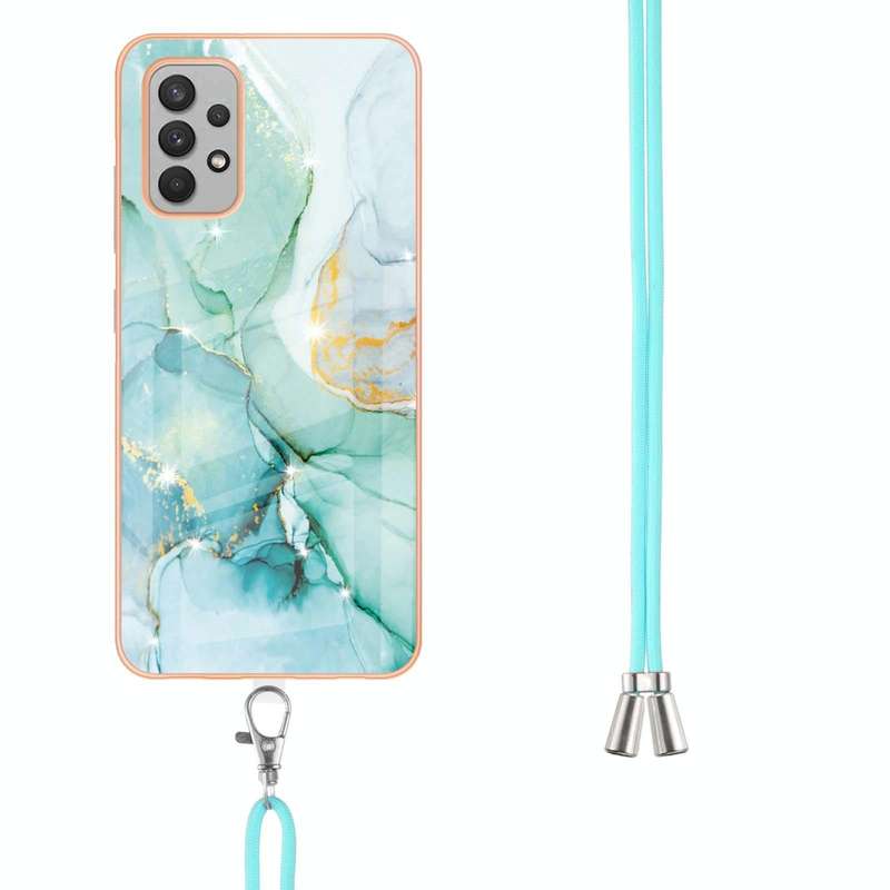 For Samsung Galaxy A32 4G EU Version Electroplating Marble Pattern IMD TPU Shockproof Case with N...