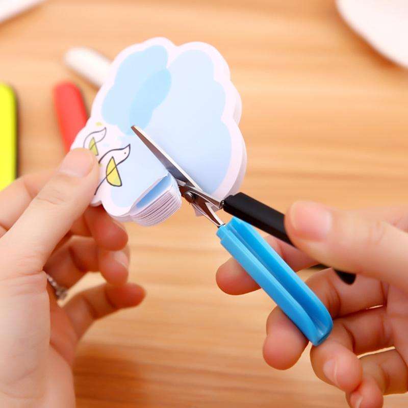 Portable Shears Paper Cutting Folding Safety Mini Stationery Scissors(Blue)