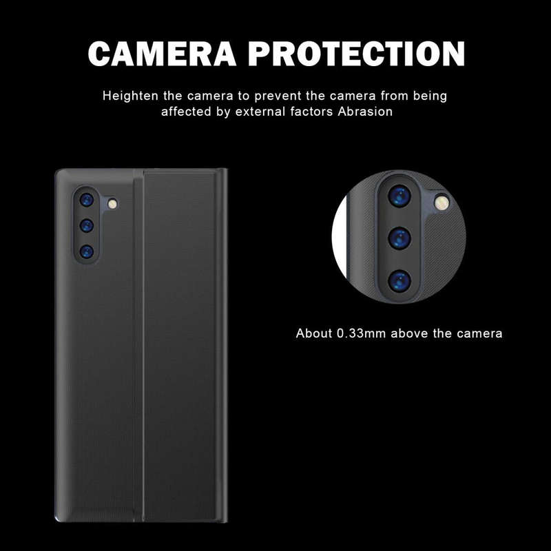 For Galaxy Note 10 Plus Plain Texture Cloth Attraction Flip Holder Leather Phone Case(Black)