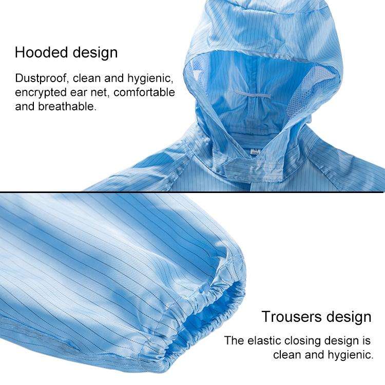 Striped Anti-static Split Hood Dust-proof Work Suit, Size:XXXXXL(Blue)