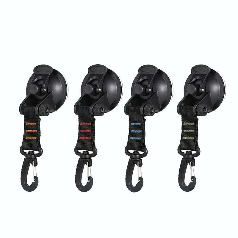 3 PCS Car Tent Suction Cup Home Users Outside Travel Portable Suction Cup Hook Round Carabiner(Red)