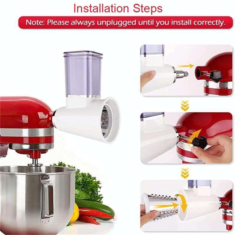 KA-08 For KitchenAid New Cutter Multi-functional Vegetable Cutter Accessories Slicer Grater(White)