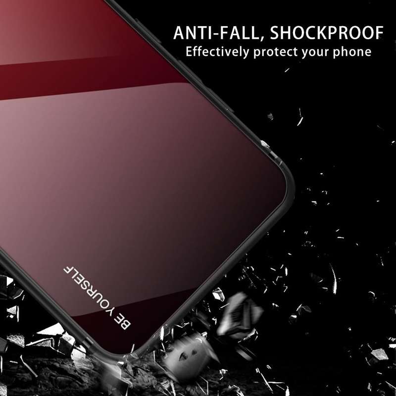For Xiaomi Redmi Note 8 Gradient Color Glass Case(Red)