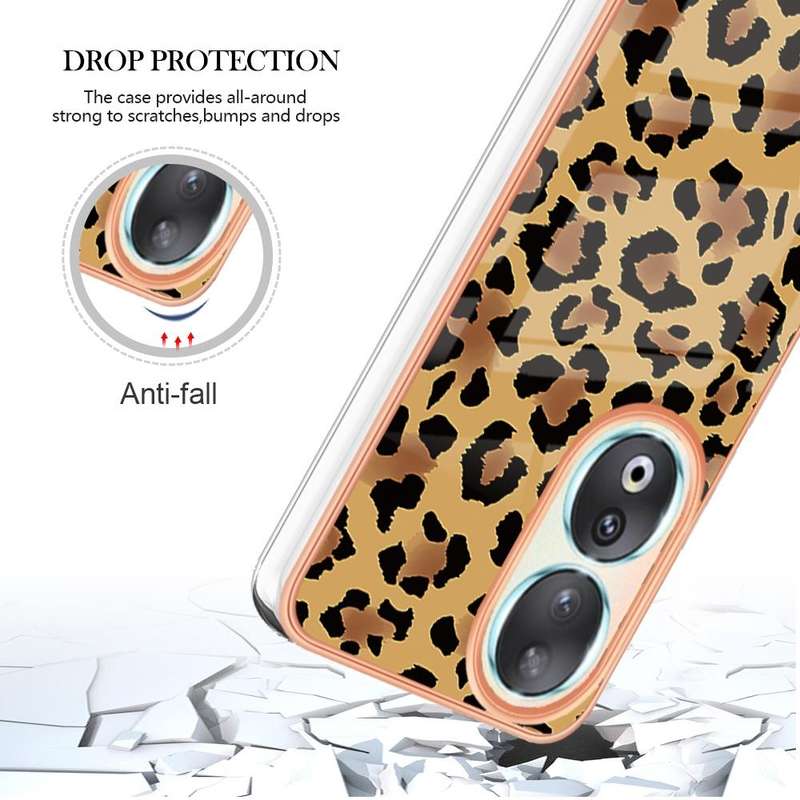 For Honor 90 5G Electroplating Marble Dual-side IMD Phone Case(Leopard Print)
