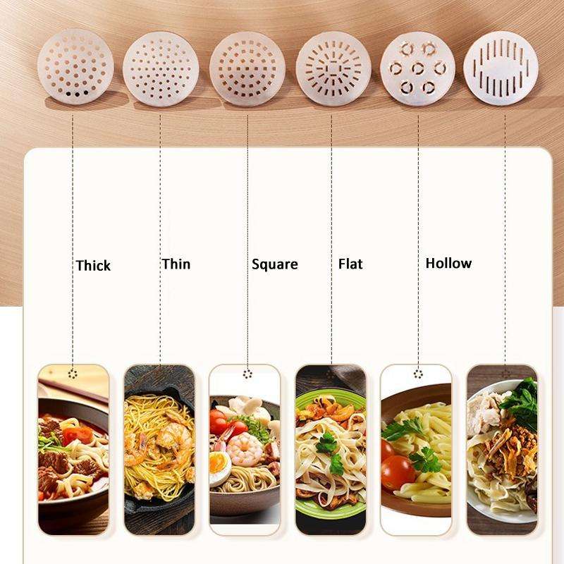 Handheld Noodle Machine Rechargeable Smart Pasta Maker With 6 Molds(White)