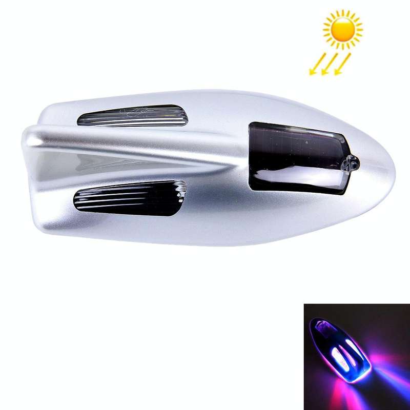 Solar Colorful Light Anti Collision Shark Fin Car Taillight LED Flash Warning Light Caution Light...
