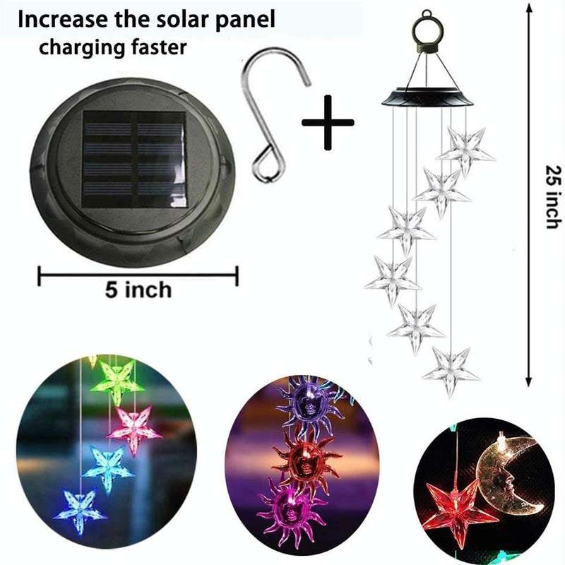 Outdoor Colorful LED Solar Wind Chime Light Garden Park Decorative Waterproof Light(Black Shell S...