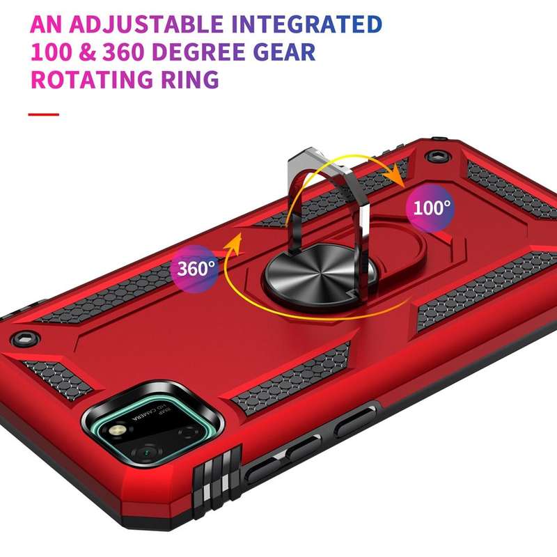 For Huawei Y5p Shockproof TPU + PC Protective Case with 360 Degree Rotating Holder(Black)