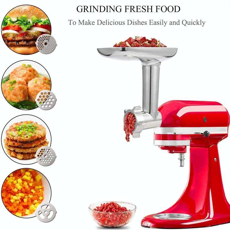 For KitchenAid Porking Enemy Accessories Dough Maker Grinder Meat Universal Set, Color: Silver Gray
