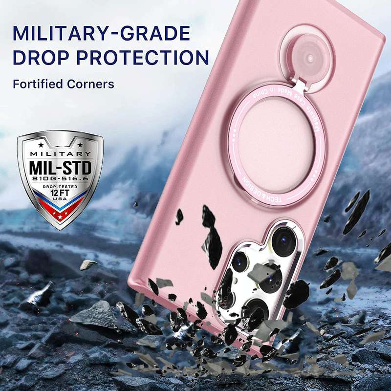 For Samsung Galaxy S22 Ultra 5G 360 Degree Rotation Holder MagSafe Magnetic Phone Case(Purple)