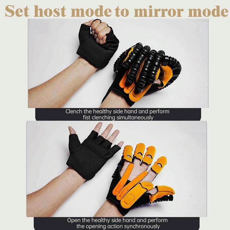 Intelligent Robotic Rehabilitation Glove Equipment, With UK Plug Adapter, Size: M(Left Hand Brown)