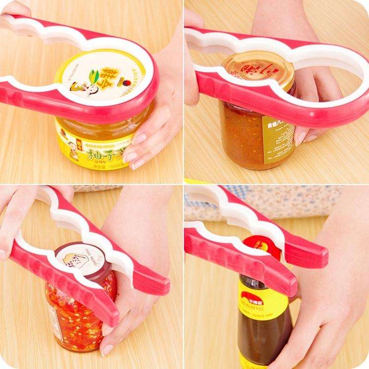 4 in 1 Multi-function Bottle Opener Home Safe Open Cans Anti-skid Cap Kitchen Tool, Random Color ...
