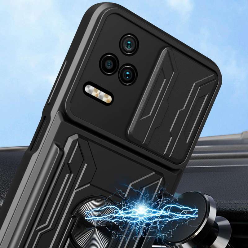 For Xiaomi Poco F4/Redmi K40S Sliding Camshield Card Phone Case(Black)