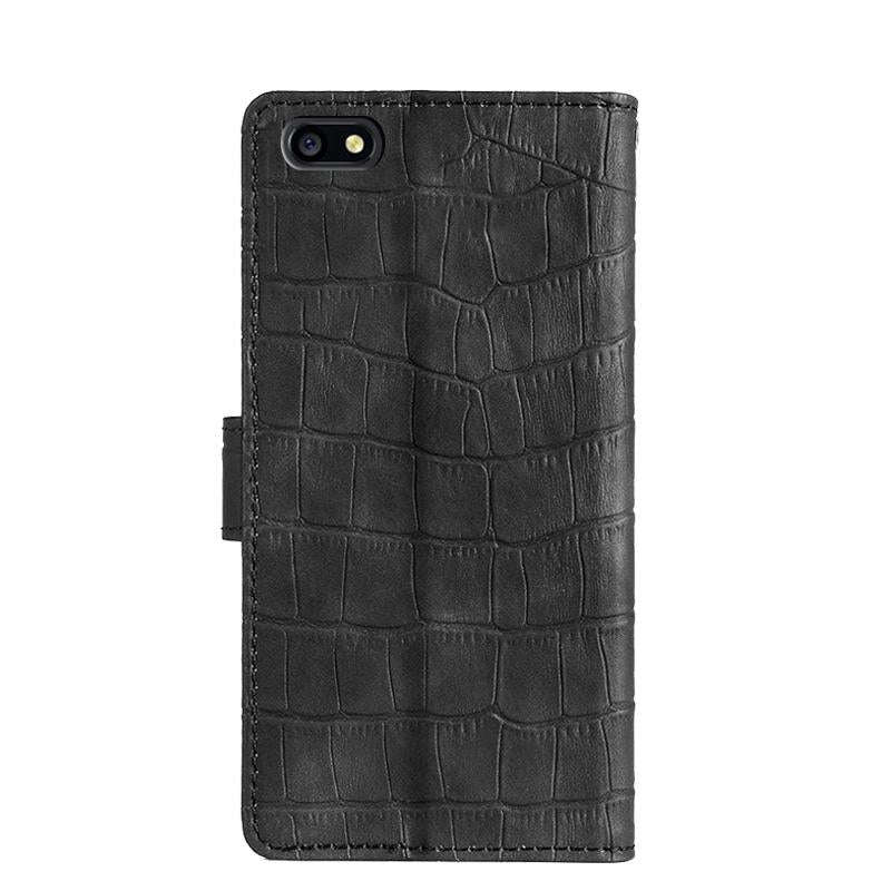 For OPPO A77 Skin Feel Crocodile Texture Magnetic Clasp PU Leather Phone Case(Black)
