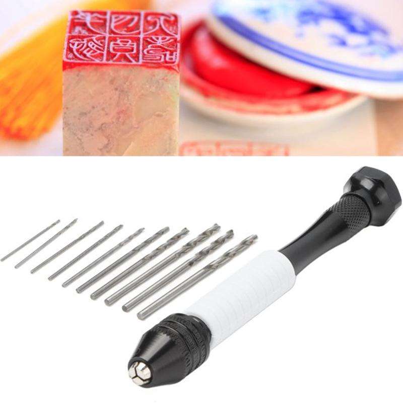 Precision Pin Vise Mini Twist Drill Bits Hand Drill Set, Model:8009