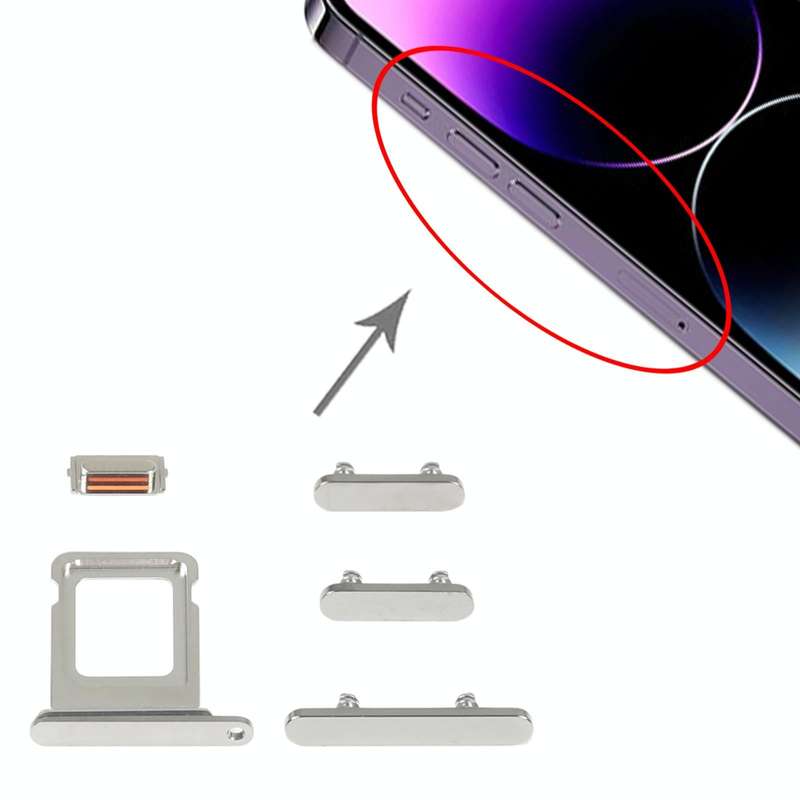 SIM Card Tray + Side Keys for iPhone 14 Pro Max(Silver)