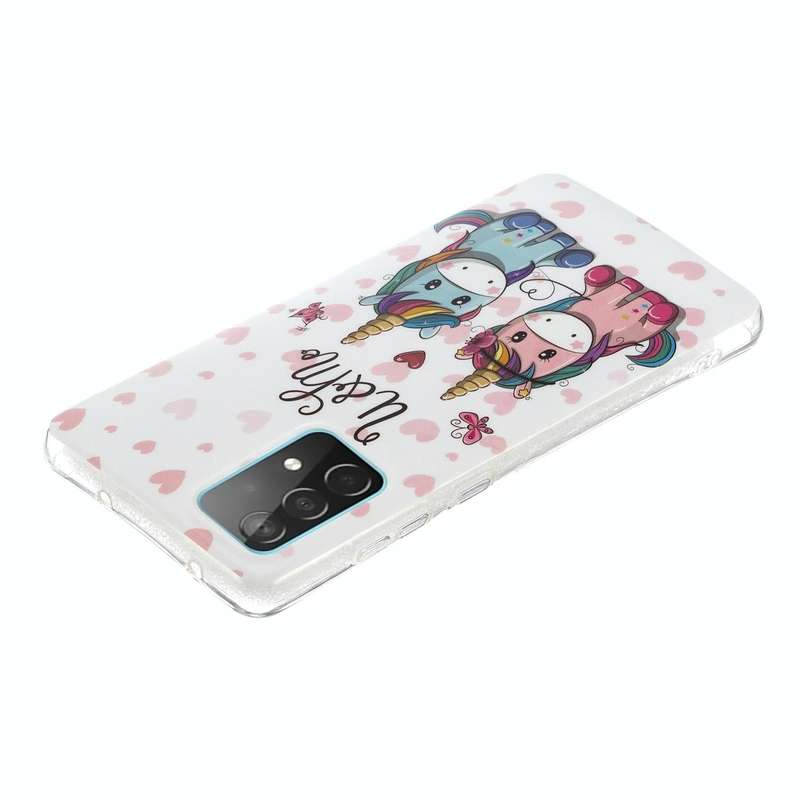 For Samsung Galaxy A52 5G / 4G Luminous TPU Mobile Phone Protective Case(Couple Unicorn)