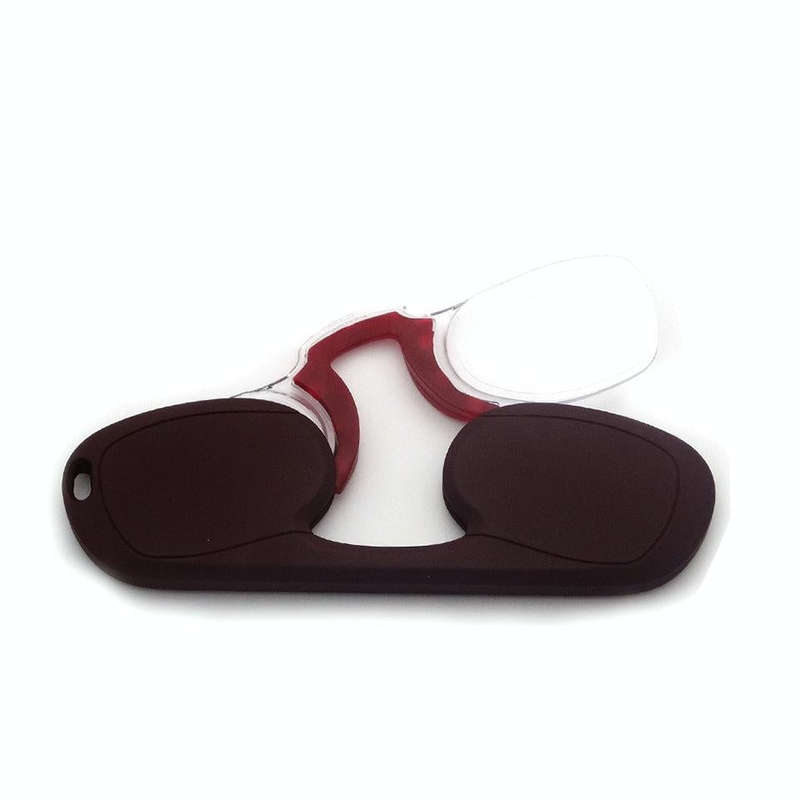 Clip-nose Reading Glasses Portable Reading Mirror No Mirror Leg Glasses, Degree: +200(Brown)