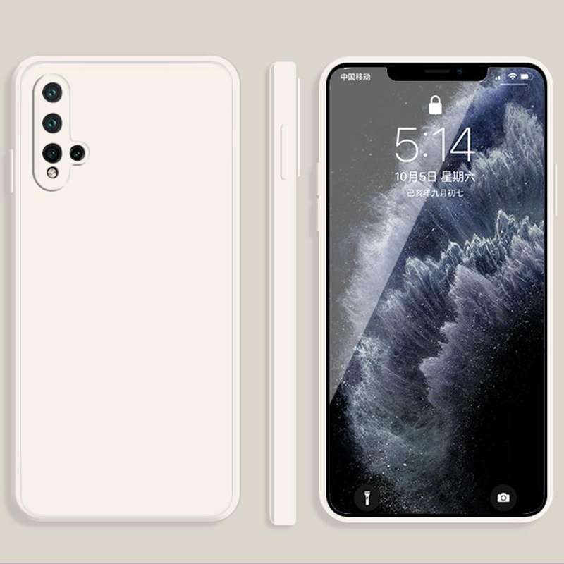 For Huawei nova 5 Pro Solid Color Imitation Liquid Silicone Straight Edge Dropproof Full Coverage...