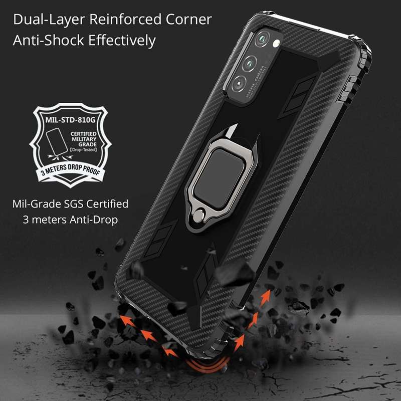 For Huawei P40 Pro / P40 Pro+ Carbon Fiber Protective Case with 360 Degree Rotating Ring Holder(B...