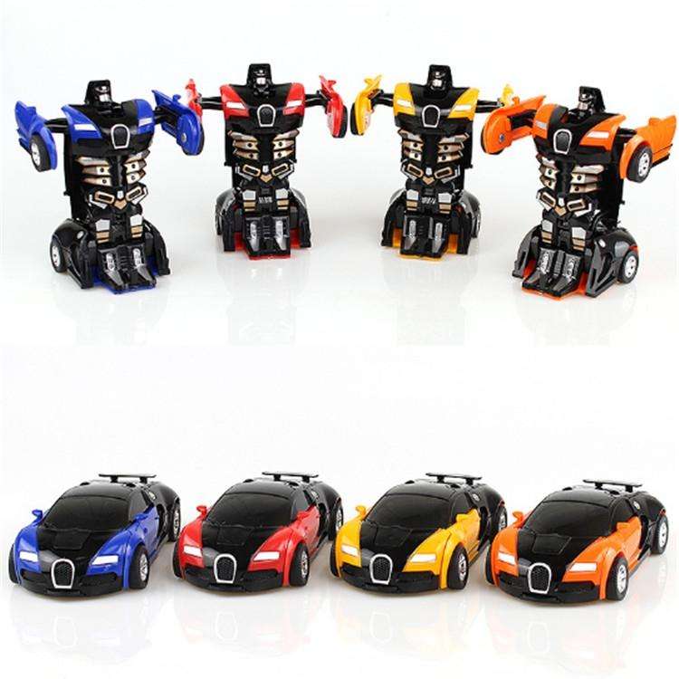 One-click Transforming Toy Car Impact Deformation Toy Model Car(Red)