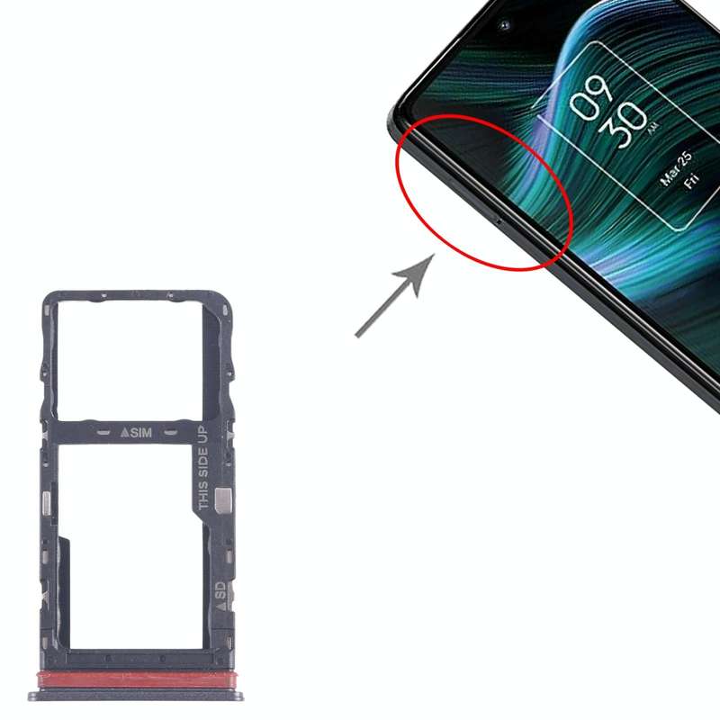 For TCL Stylus 5G T779W SIM Card Tray + Micro SD Card Tray (Black)
