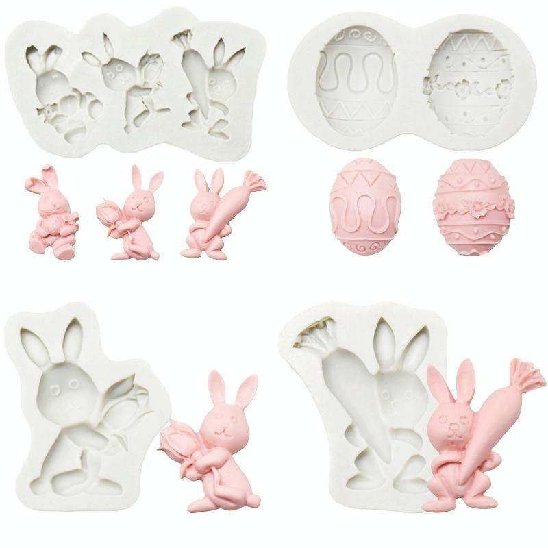 2 PCS Easter Bunny Egg Chocolate Baking Clay Silicone Mold, Specification: Bouquet Bunny