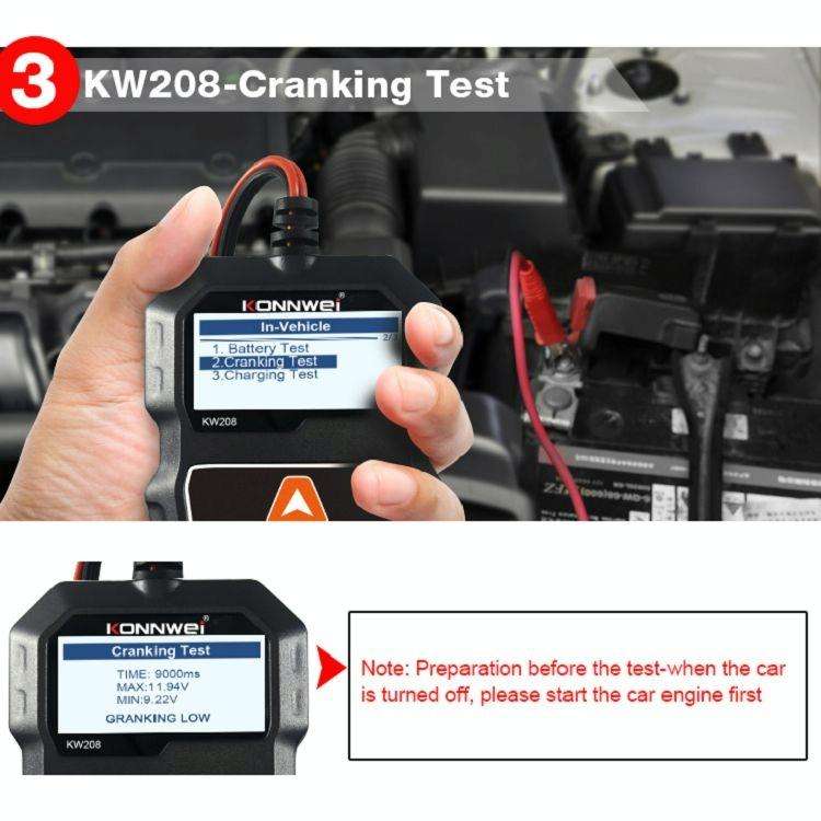 KONNWEI KW208 Car TFT Color Screen Battery Tester Support 8 Languages
