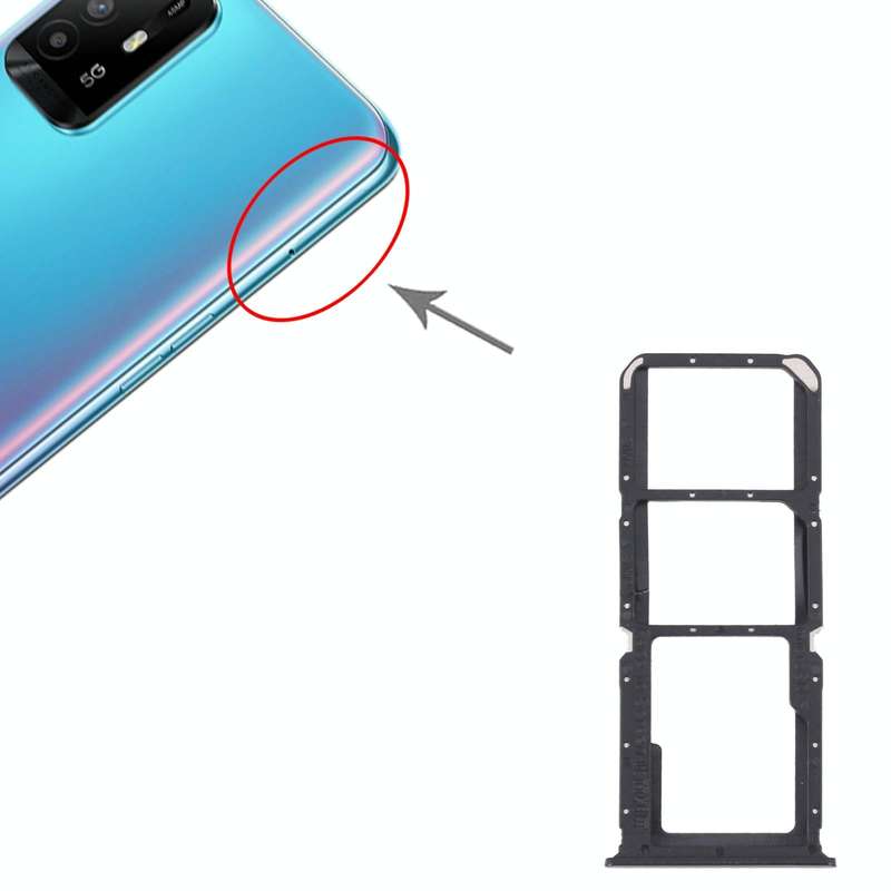 For OPPO A95 4G/Reno6 Lite  SIM Card Tray + SIM Card Tray + Micro SD Card Tray (Black)