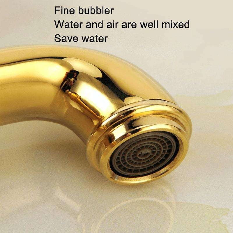 Antique Hot and Cold Bathroom Washbasin Faucet, Style: Short Model+Water Inlet Pipe