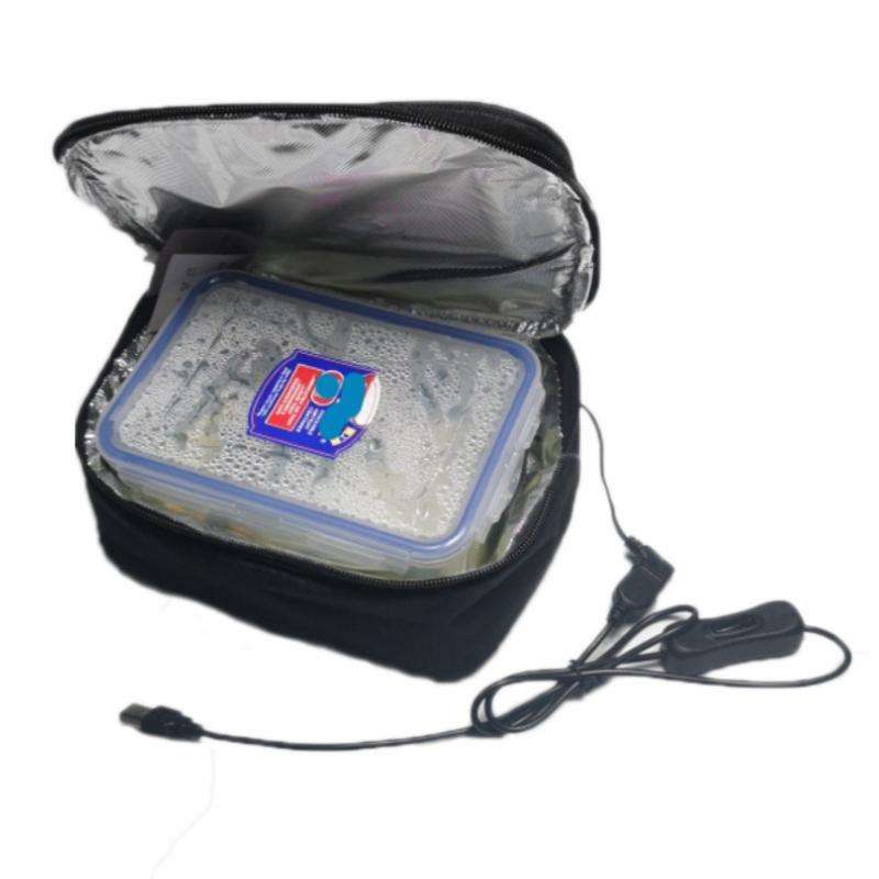 USB Heated Lunch Box Bag Outdoor Bento Thermal Bag(Black)