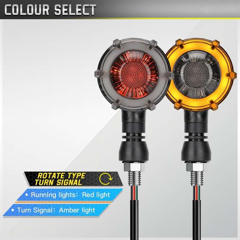 1 Pair Motorcycles Universal Rotating LED Dual-color Flow Turn Signal Light(Amber Yellow Light + ...