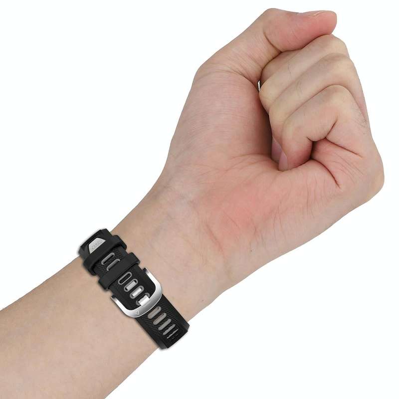 For Garmin VivoMove Style 20mm Sports Two-Color Steel Buckle Silicone Watch Band(Black+Grey)