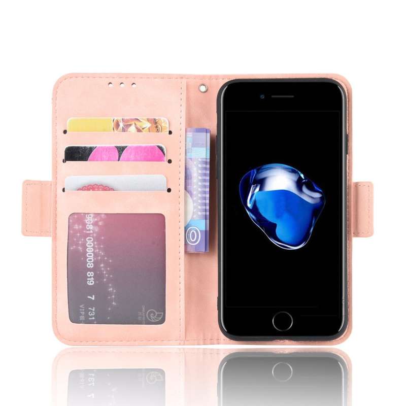 For iPhone SE 2022 / SE 2020 Wallet Style Skin Feel Calf Pattern Leather Case with Separate Card ...