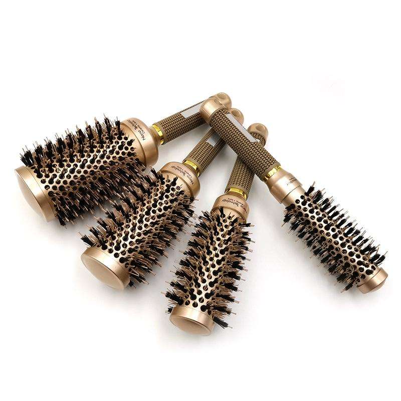 High Temperature Resistant Ceramic Bristles Roller Comb Nylon Needle Cylinder Curling Comb, Colou...