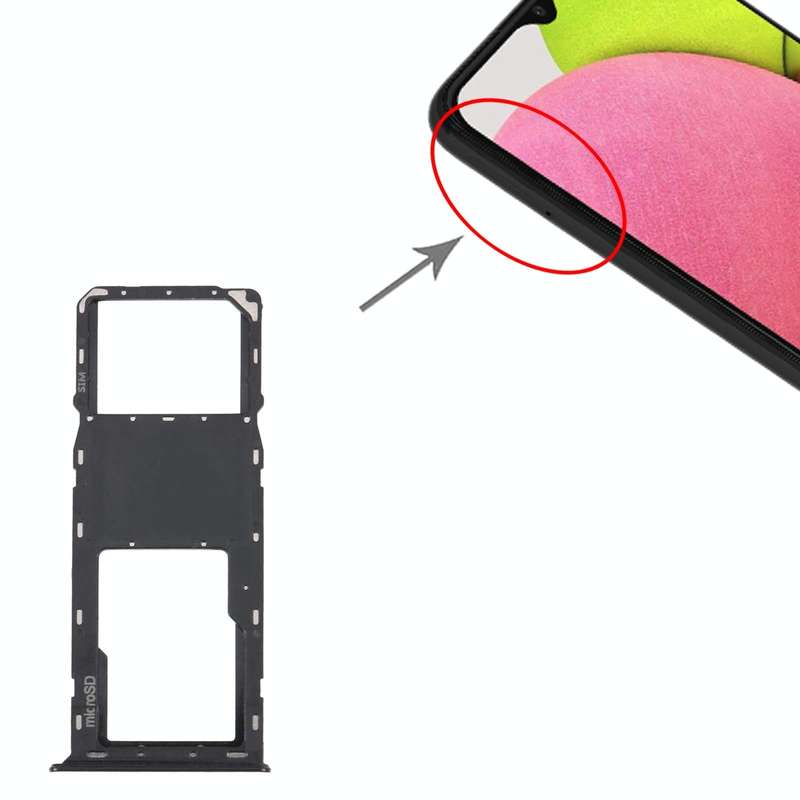 For Samsung Galaxy A03s SM-A037U Original SIM Card Tray + Micro SD card tray (Black)