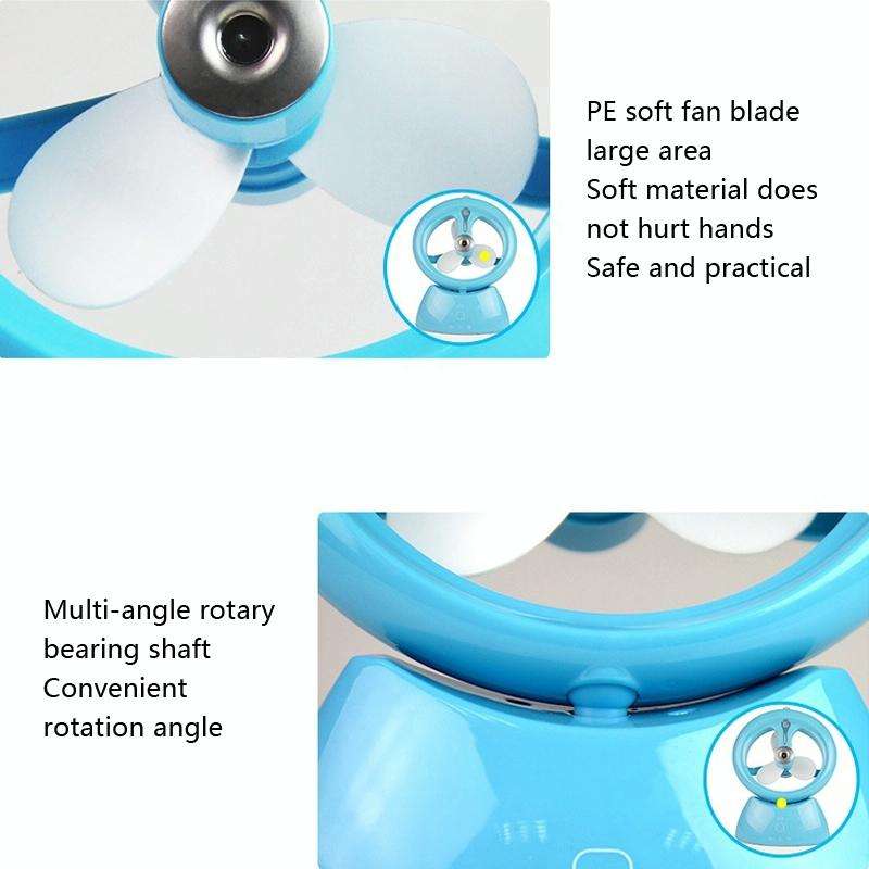 Mini USB Rechargeable Spray Fan Student Dormitory Office Desktop Mute Fan(Glossy White)