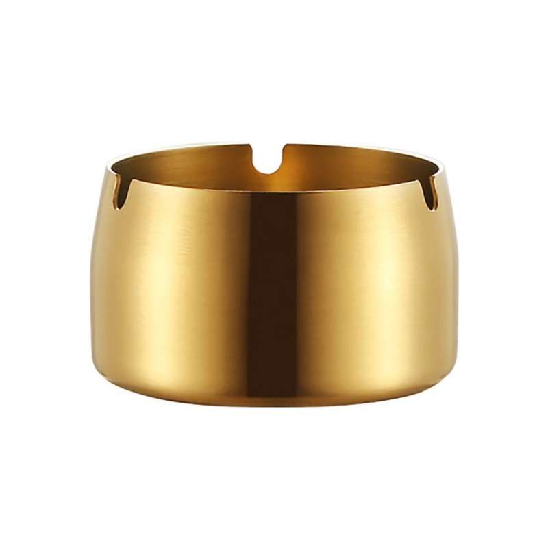 Thickened Stainless Steel Ashtray Windproof And Drop-Proof Ashtray, Specification: Small(Gold)