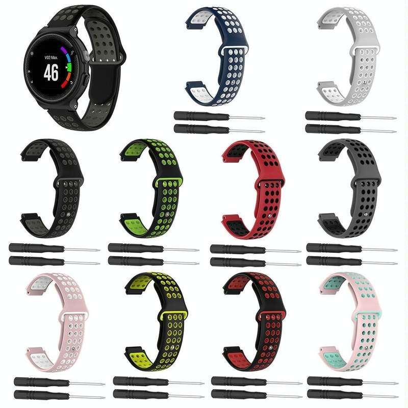 For Garmin Forerunner 235 Two-Color Punched Breathable Silicone Watch Band(Black+Yellow)